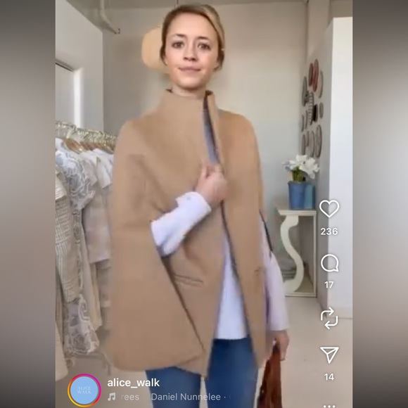 Alice Walk Camel Tan Cape Jacket Medium M - Picture 2 of 4